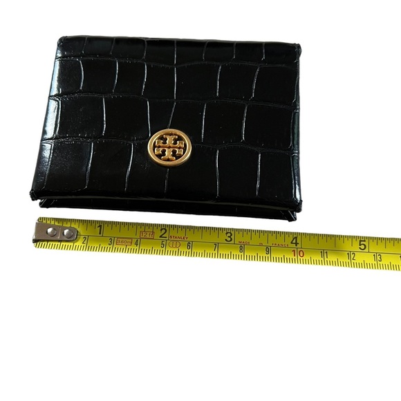 Nwt Tory Burch Parker Luxury Leather Cardholder Black Logo Wallet - Picture 9 of 9